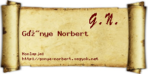 Gönye Norbert névjegykártya